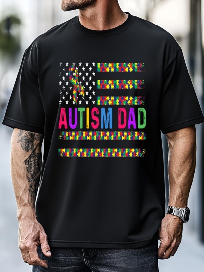 Unisex Autism Dad Autistic Child Father's Day Slogan T-Shirt