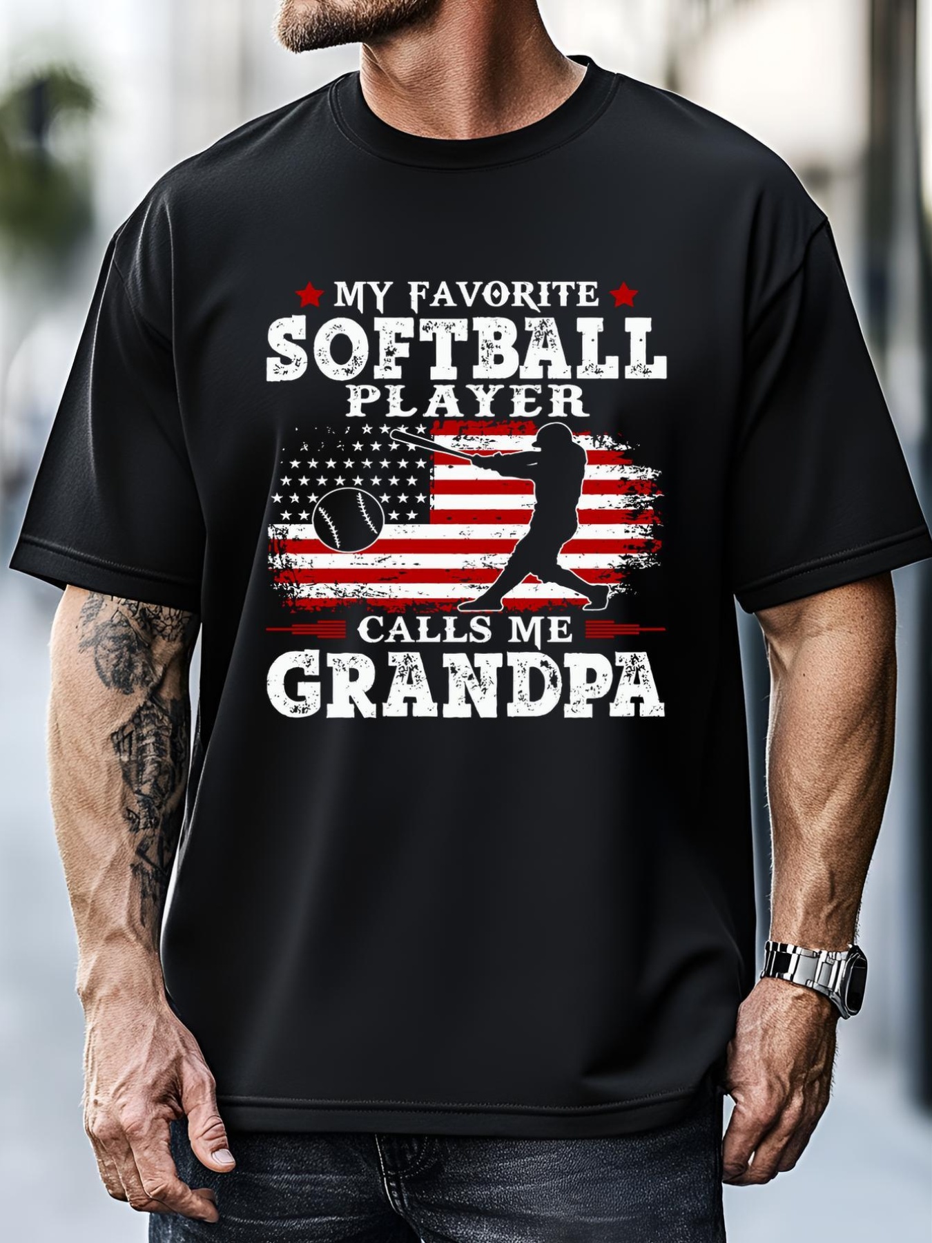 Unisex My Favorite Softball Player Calls Me Grandpa Fathers Day Gift T-Shirt