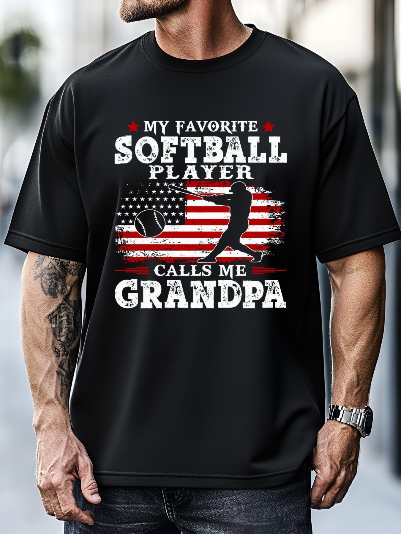 Unisex My Favorite Softball Player Calls Me Grandpa Fathers Day Gift T-Shirt