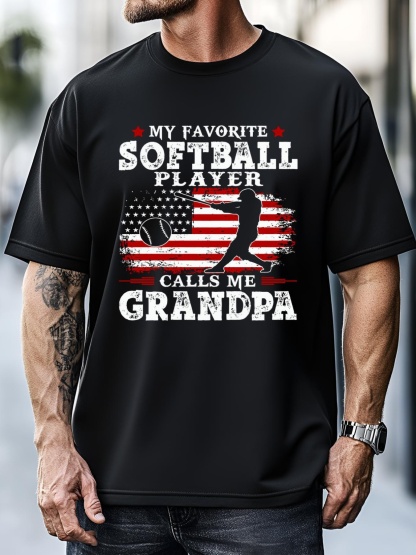 Unisex My Favorite Softball Player Calls Me Grandpa Fathers Day Gift T-Shirt