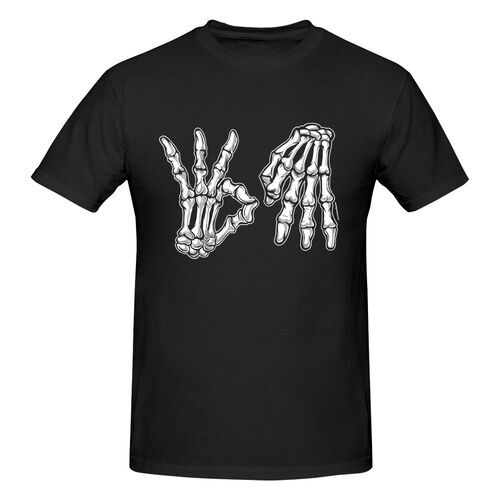 Men's Skeleton Hand Printed 100% Cotton T-Shirt-pod4team