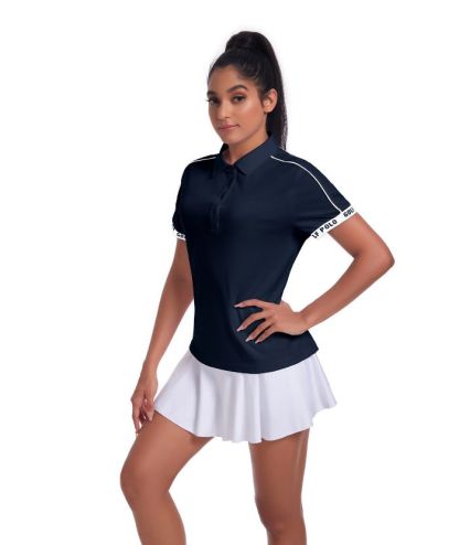 Women's Slim Fit Solid Color Golf Tennis Polo Shirt
