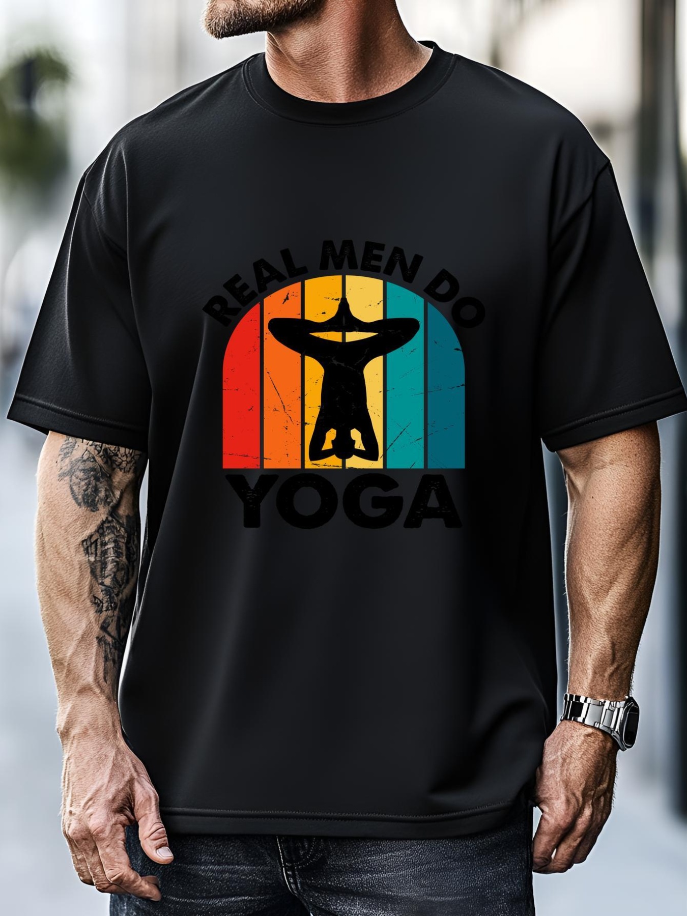 Unisex Real Men Do Yoga Retro Vintage | Gift For Father's Day And Yoga Lovers T-Shirt