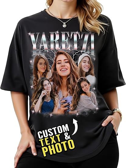 Unisex Custom Bootleg Rap Tee Shirt with Face & Photo 100% Cotton Grap