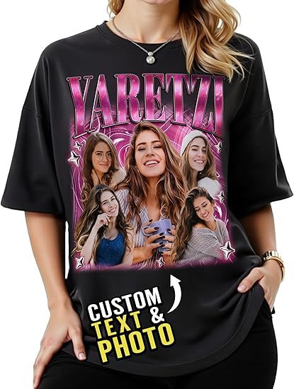 Unisex Custom Bootleg Rap Tee Shirt with Face & Photo 100% Cotton Graphic Tee