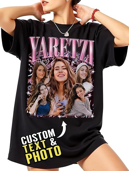 Unisex Custom Bootleg Rap Tee Shirt with Face & Photo 100% Cotton Graphic Tee