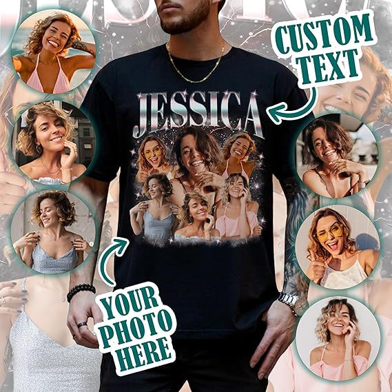 Unisex Custom Bootleg Rap Design with Girlfriend & Pet Faces 100% Cotton Graphic Tee