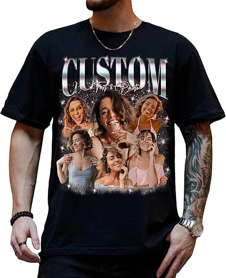Unisex Custom Bootleg Rap Design with Girlfriend & Pet Faces 100% Cotton Graphic Tee