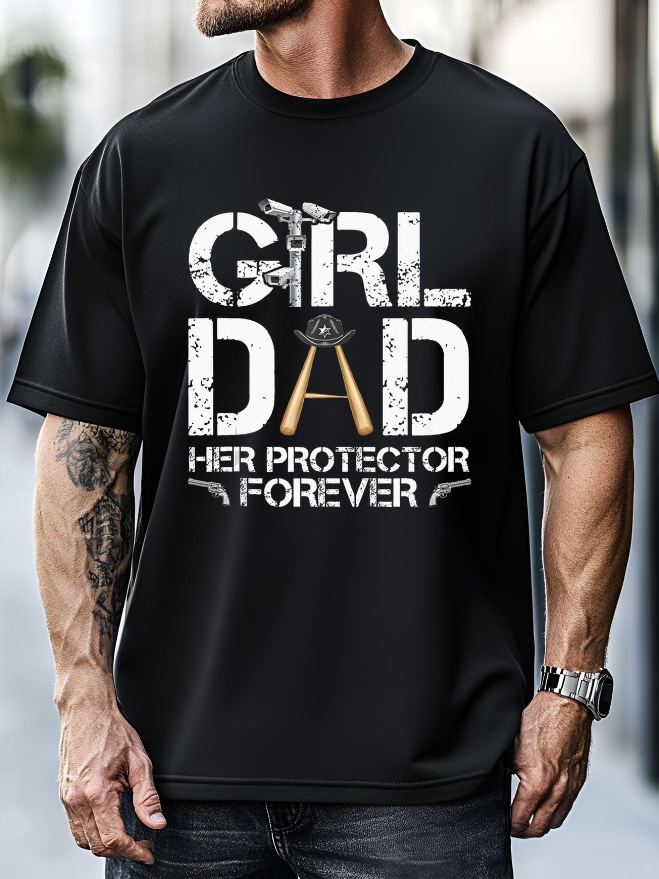 Unisex Girl Dad Her Protector Forever Funny Father T-Shirt