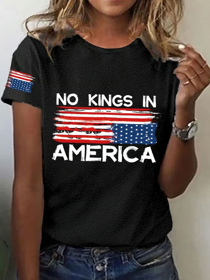 Women's No Kings in America Print Independence day Graphic Tee