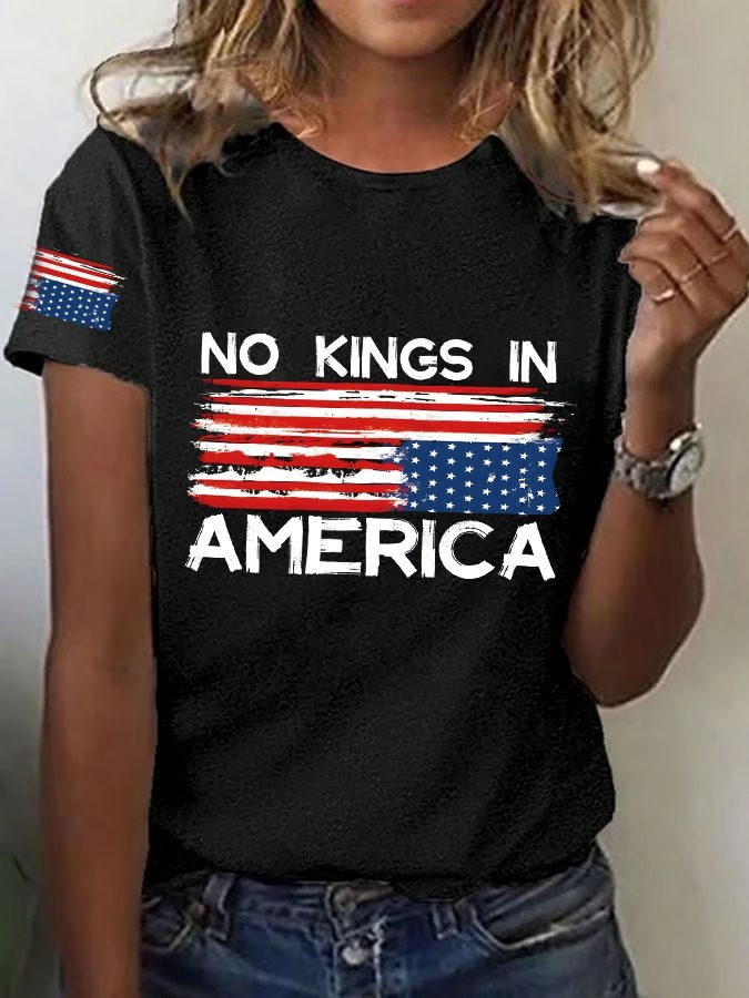Women's No Kings in America Print Independence day Graphic Tee | Pod4team