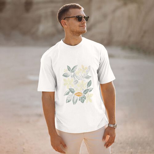 Men's Floral Printed 100% Cotton T-Shirt-pod4team