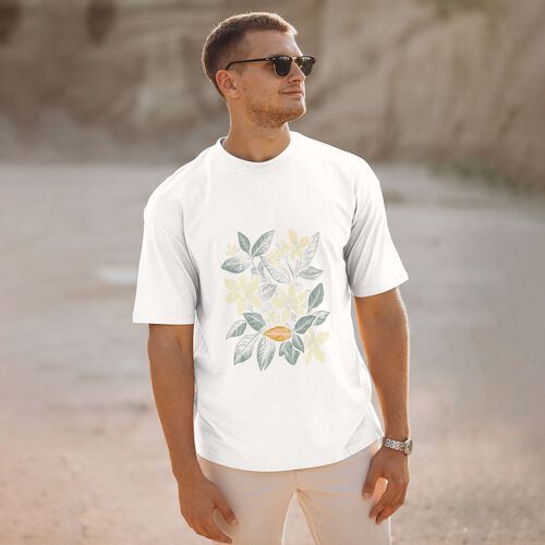 Men's Floral Printed 100% Cotton T-Shirt-pod4team