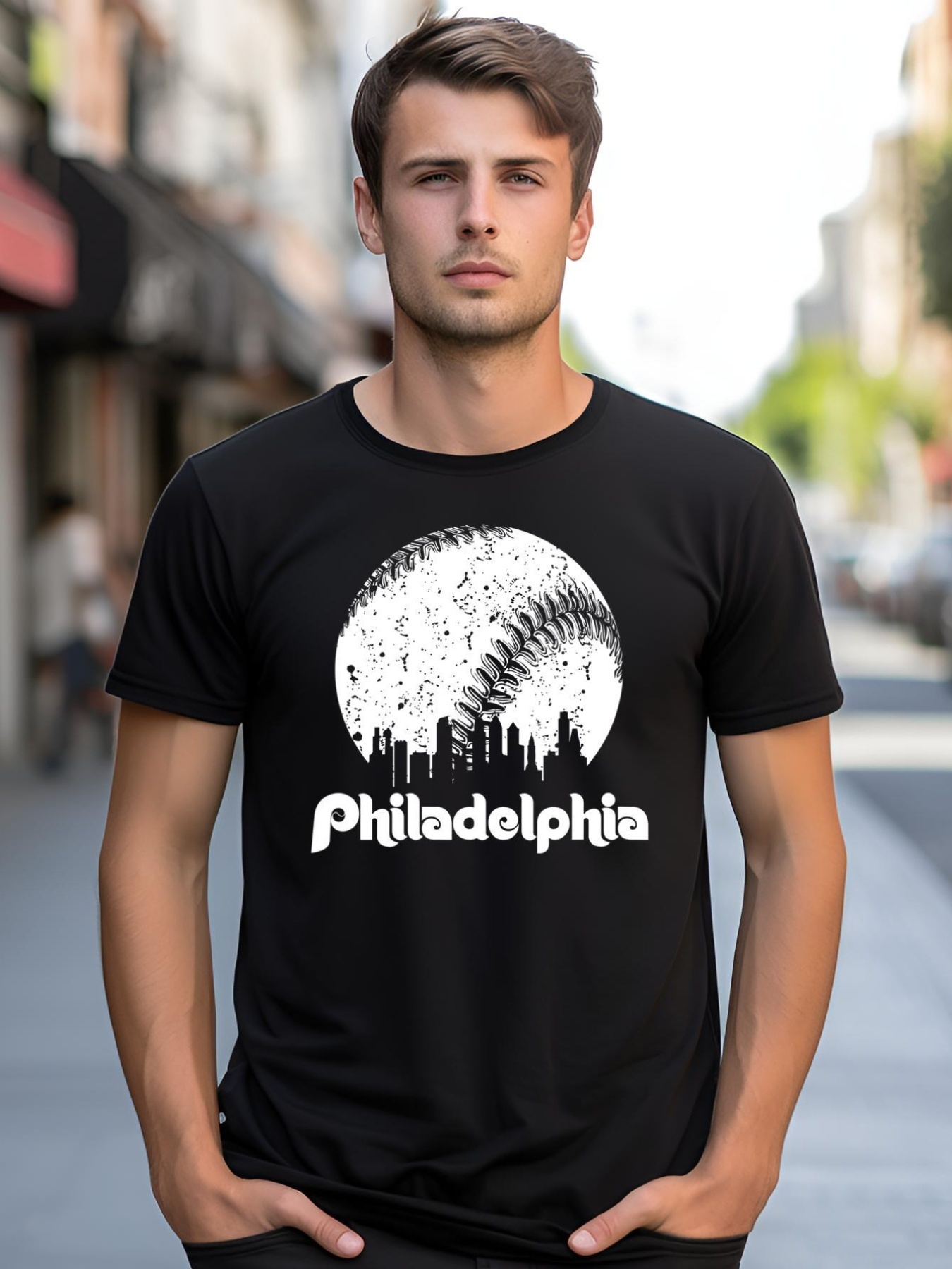 Unisex Vintage Skyline Retro Philadelphia Phill Baseball Dancing shirt  Graphic Tee