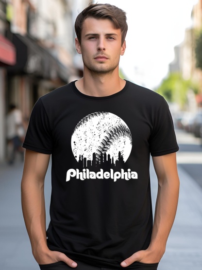 Unisex Vintage Skyline Retro Philadelphia Phill Baseball Dancing shirt  Graphic Tee