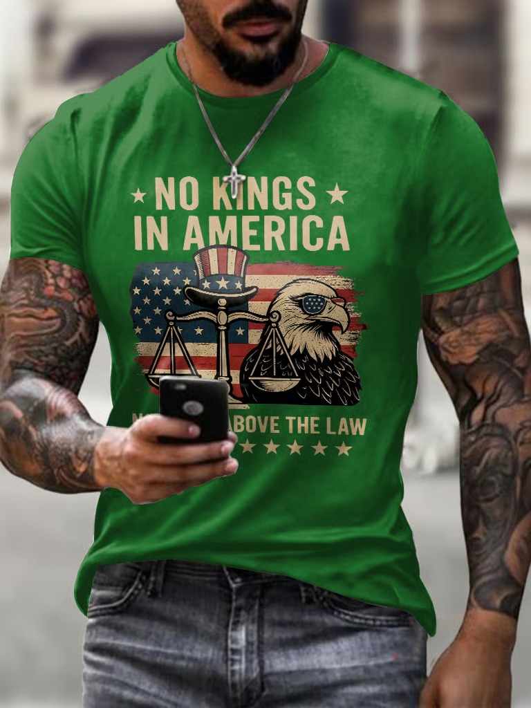 Men's  Retro No Kings In America 4th Of July Graphic Tee
