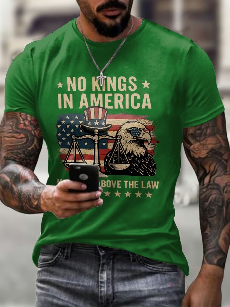 Men's  Retro No Kings In America 4th Of July Graphic Tee