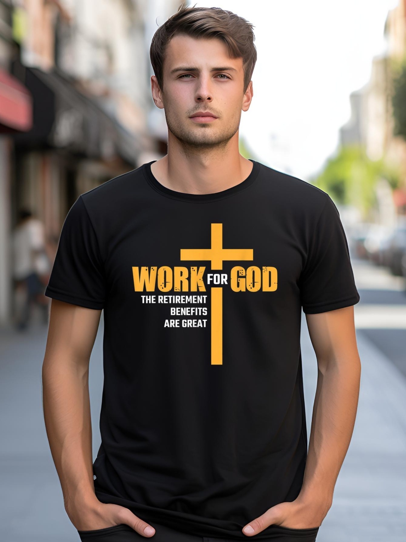 Unisex Work For God The Retirement Benefits Are Great shirt  Graphic Tee