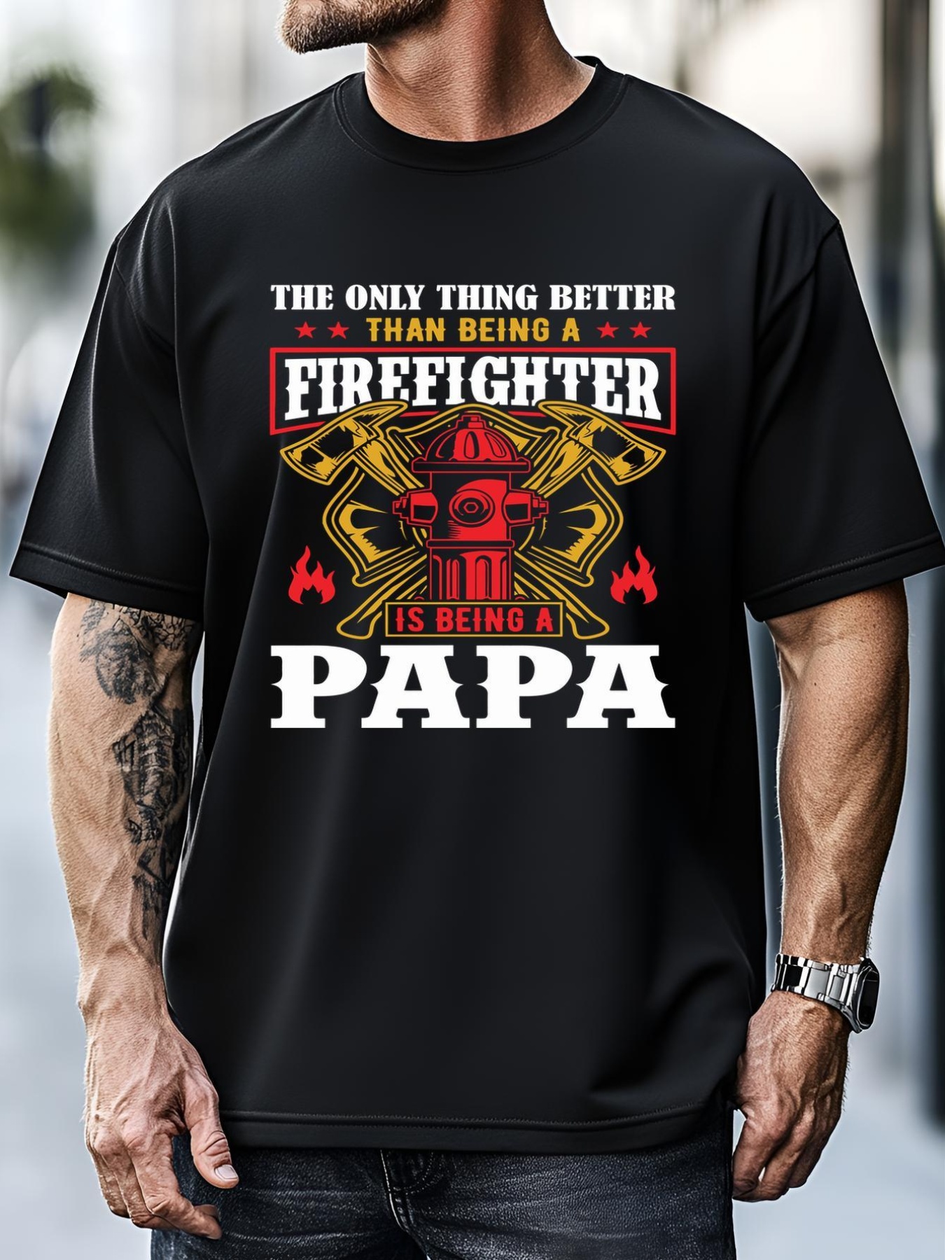 Unisex Firefighter Papa Father's Day T-Shirt