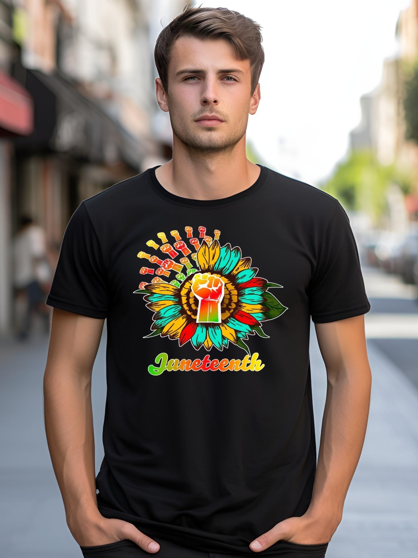 Unisex Sunflower Fist Juneteenth Black History African American shirt  Graphic Tee