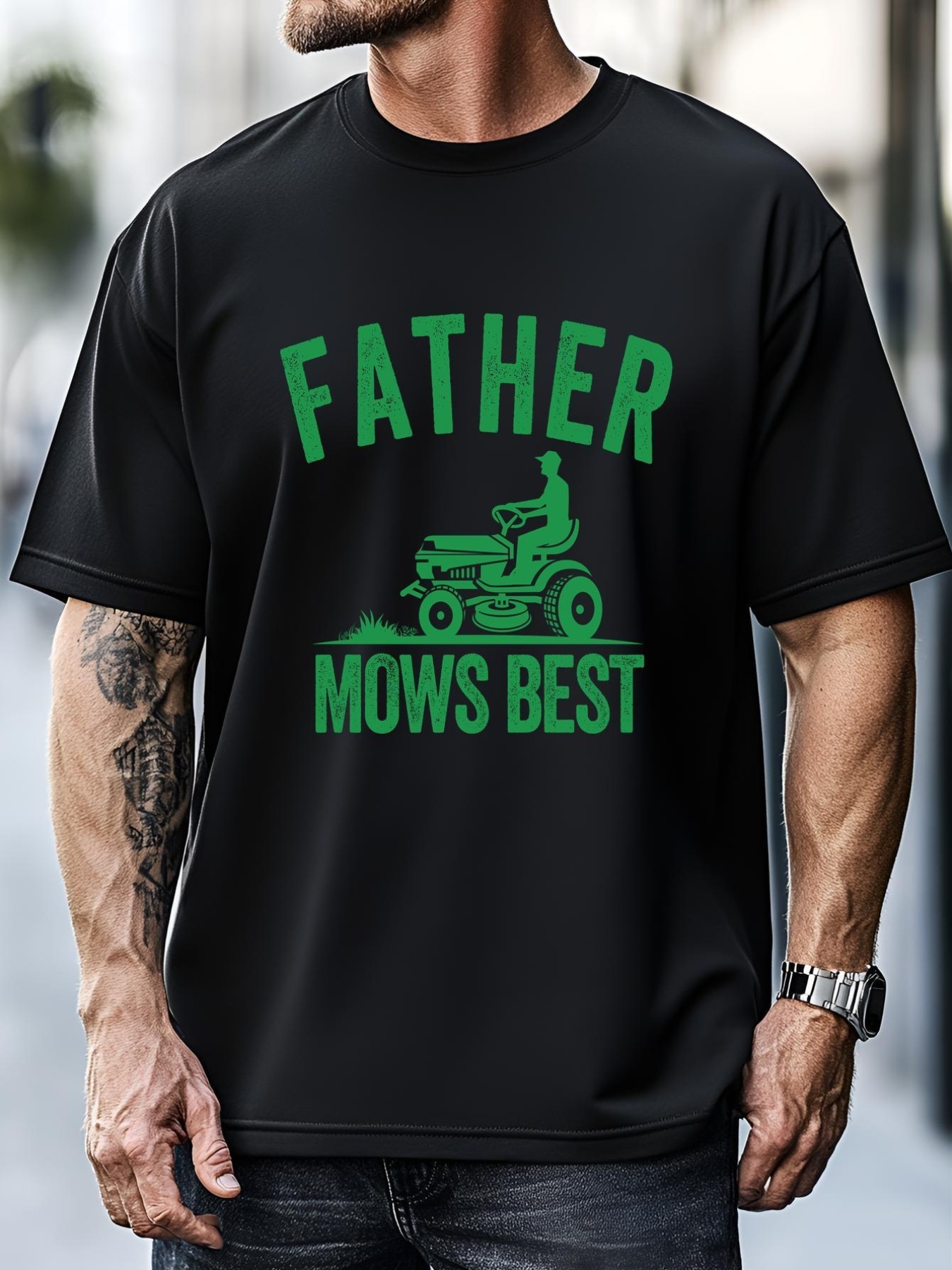 Unisex Father Mows Best Lawn Care Dad Mowing Gardener Fathers Day Lawncare Green Lawn T-Shirt