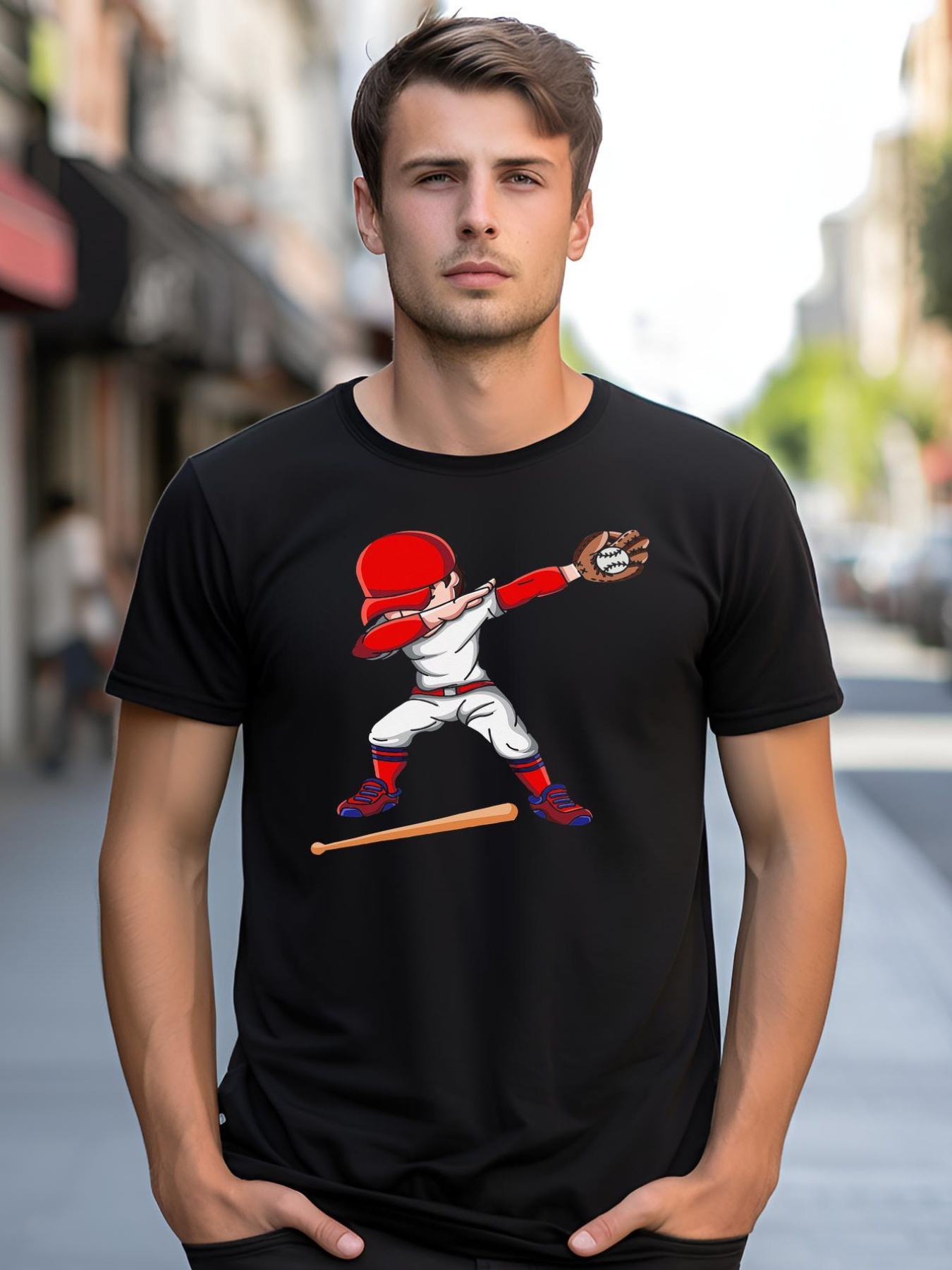 Unisex Baseballer Sports Athlete Dabbing Baseball Player shirt  Graphic Tee