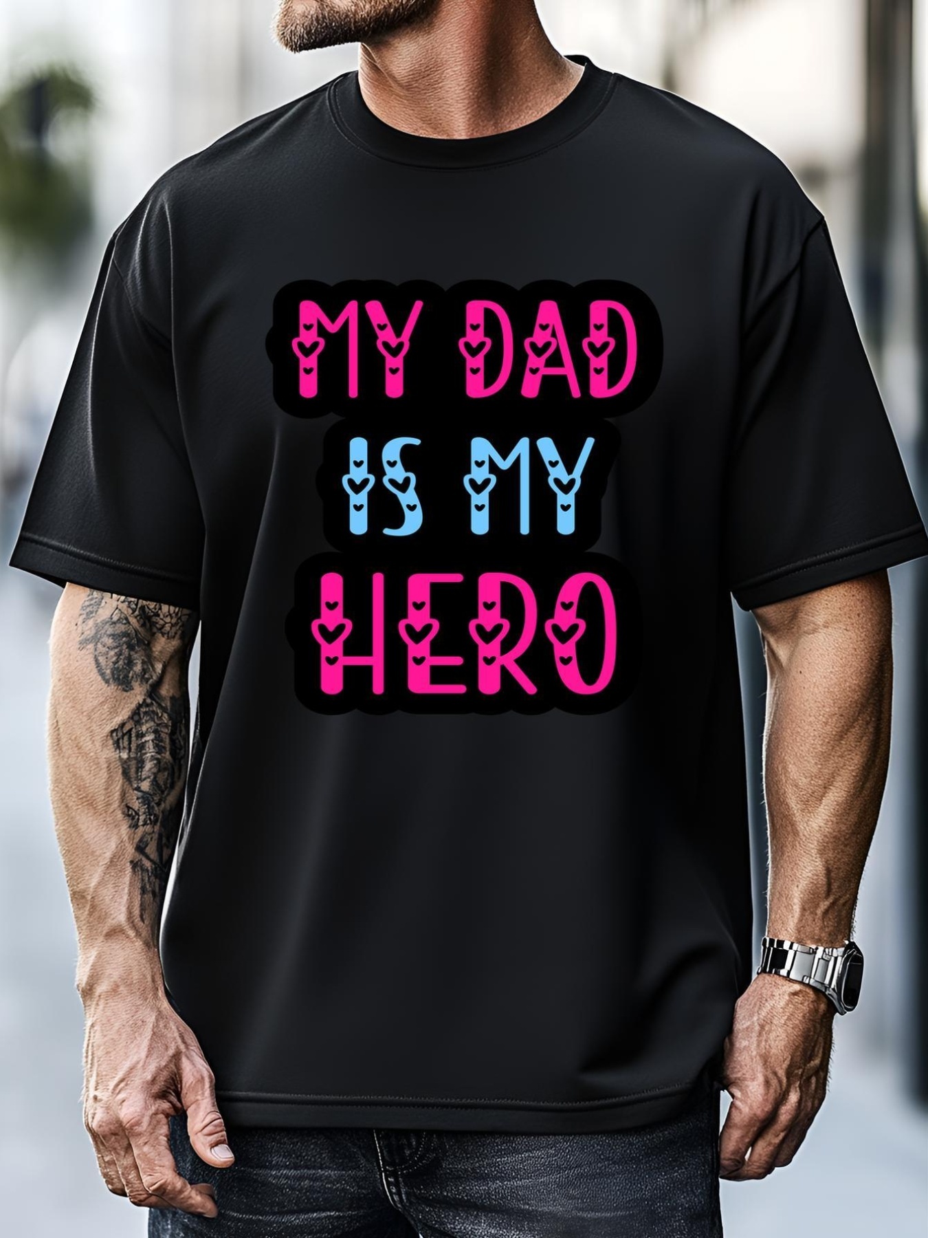 Unisex My Dad Is My Hero Quote Fathers T T-Shirt