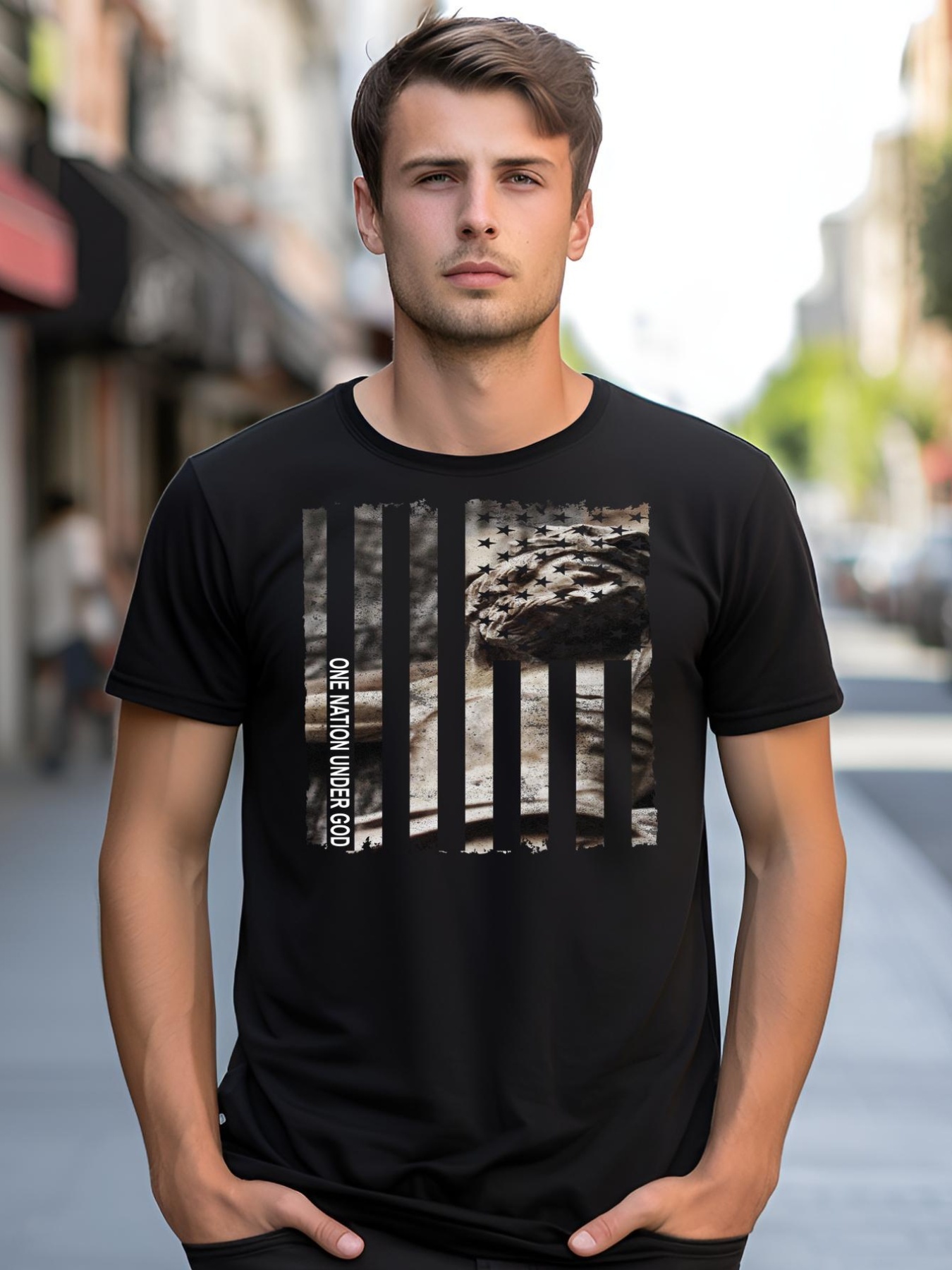 Unisex One Nation Under God American Jesus Flag shirt  Graphic Tee