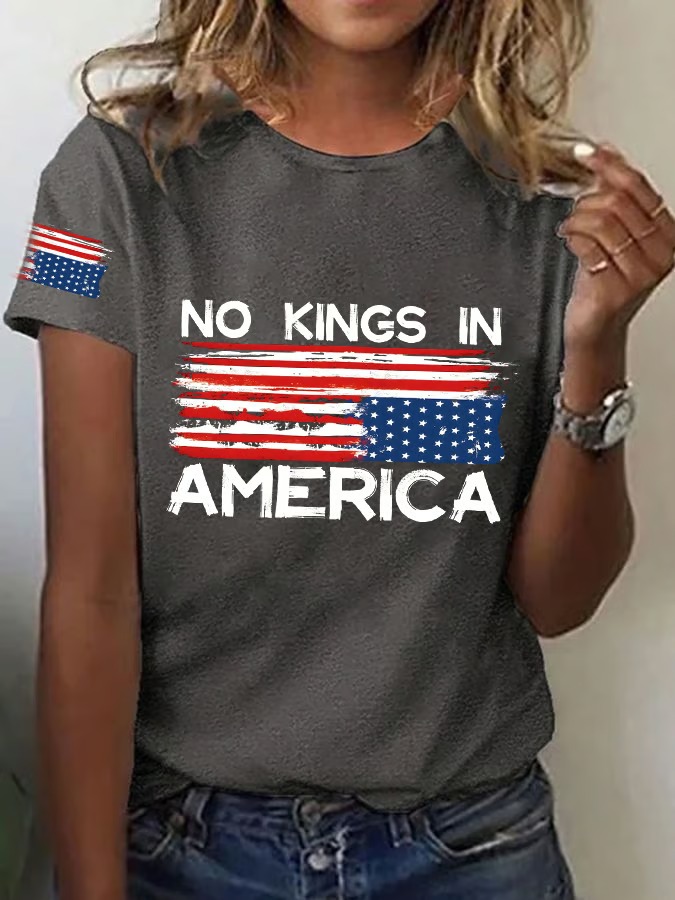 Women's No Kings in America Print Independence day Graphic Tee