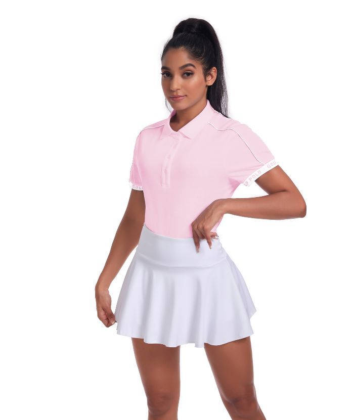 Women's Slim Fit Solid Color Golf Tennis Polo Shirt