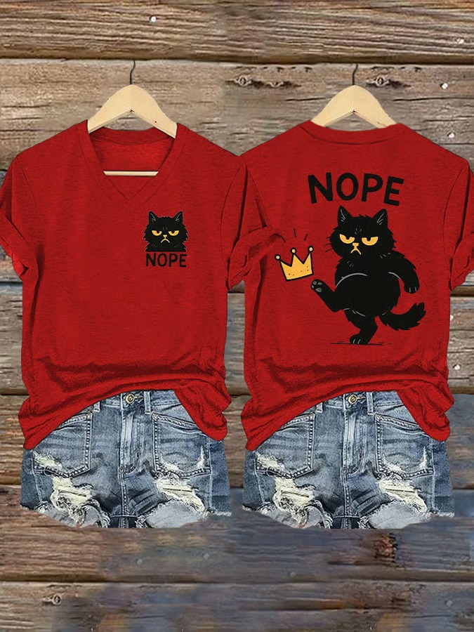 Women's No Kings In America Cat Crown Graphic Tee