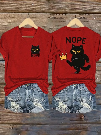 Women's No Kings In America Cat Crown Graphic Tee