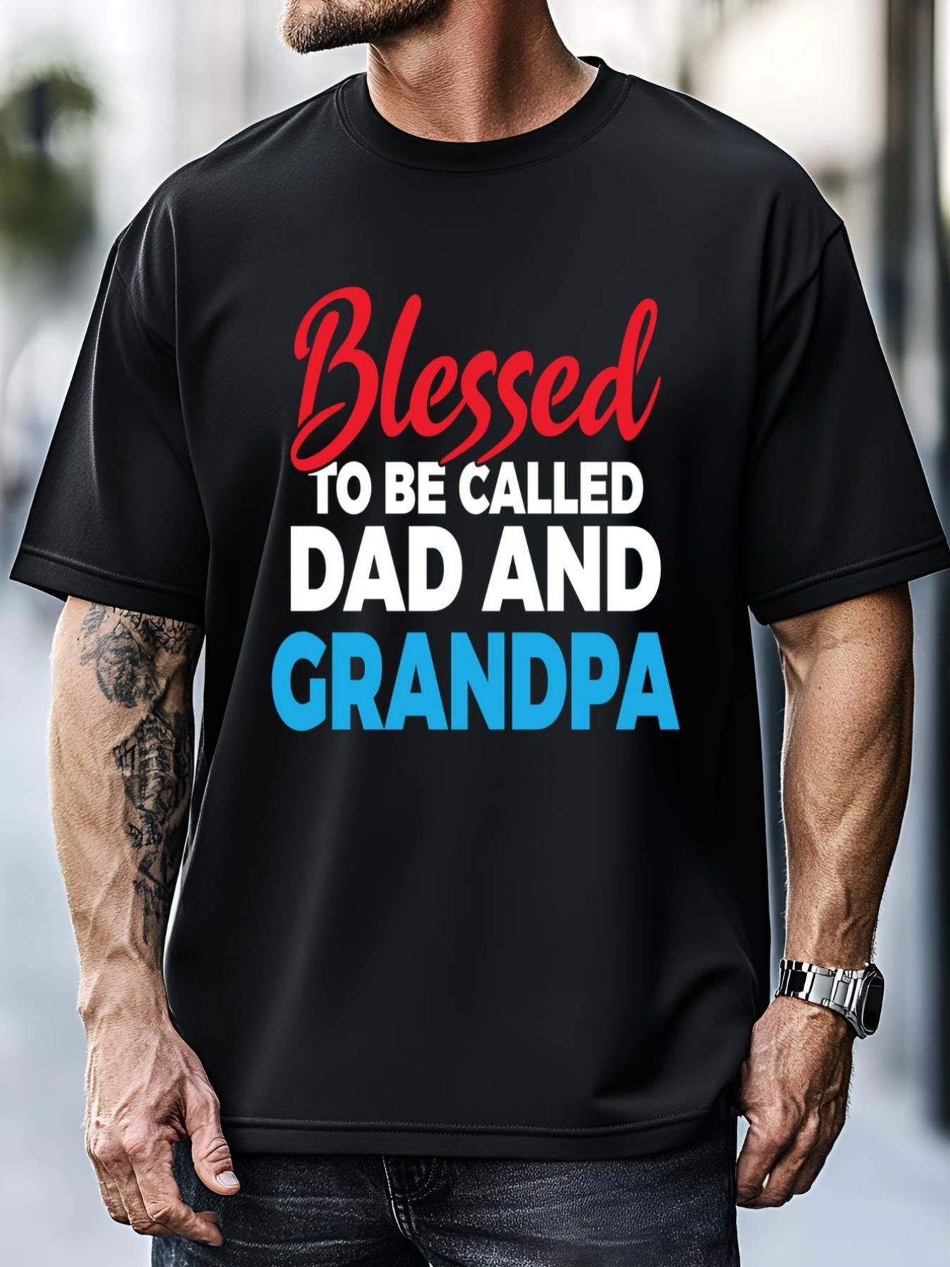 Unisex Blessed To Be Called Dad And Grandpa Father Grandfather Cool Gift T-Shirt