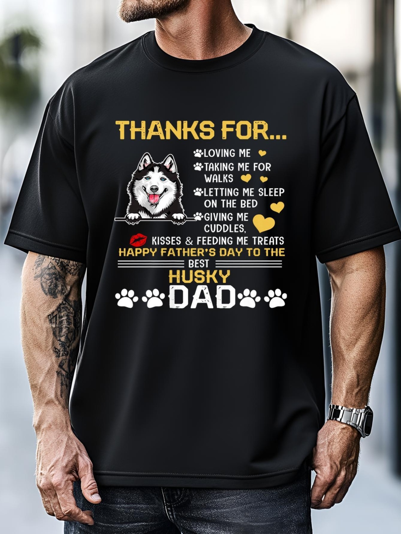 Unisex Best Husky Dog Dad Lover Happy FatherS Day T-Shirt