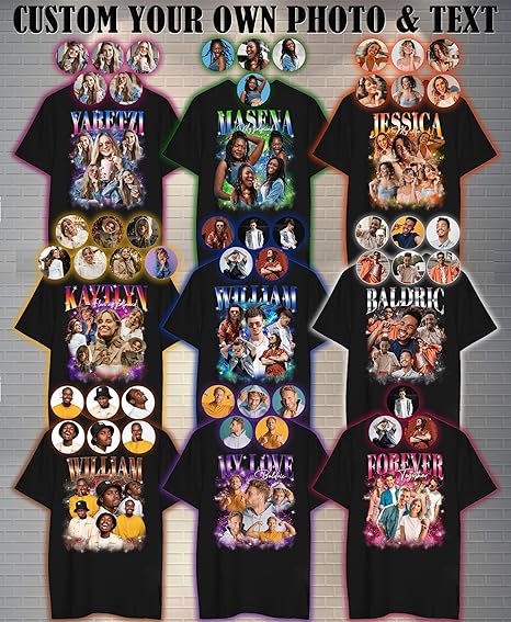 Unisex Custom Bootleg Rap Design with Girlfriend & Pet Faces 100% Cotton Graphic Tee