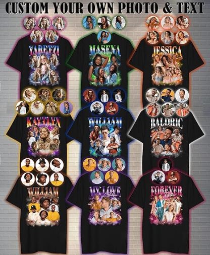 Unisex Custom Bootleg Rap Design with Girlfriend & Pet Faces 100% Cotton Graphic Tee