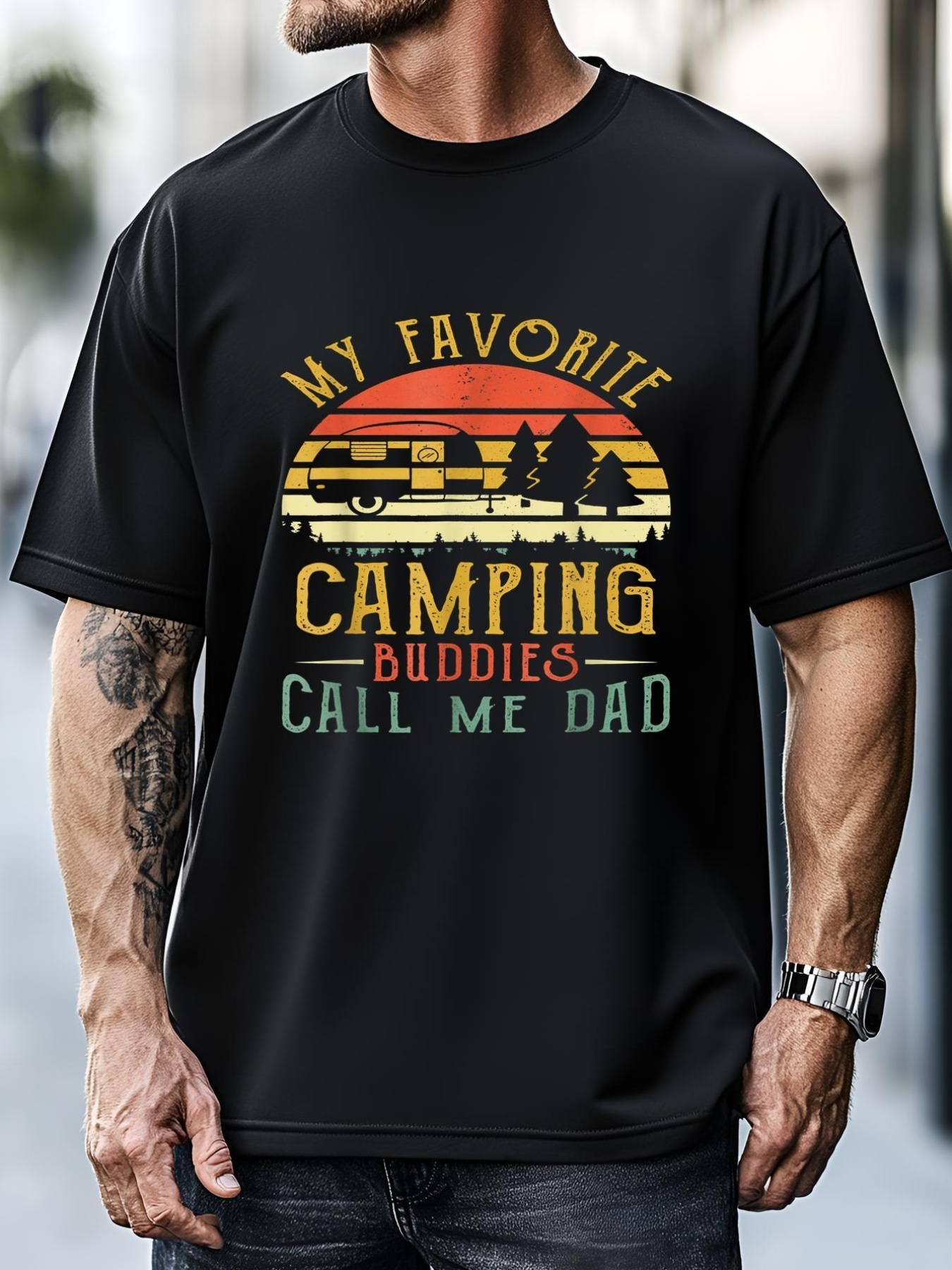 Unisex My Favorite Camping Buddies Call Me Dad Vintage Fathers Day T-Shirt