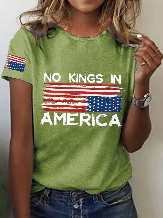 Women's No Kings in America Print Independence day Graphic Tee