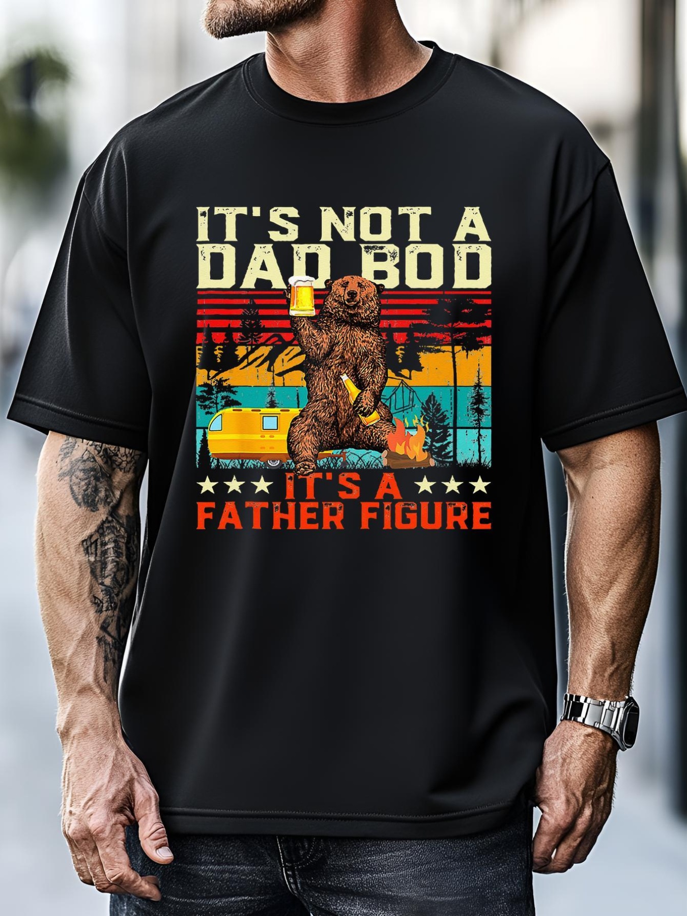 Unisex Its Not A Dad Bod Its Father Figure Funny Bear Beer Lovers T-Shirt