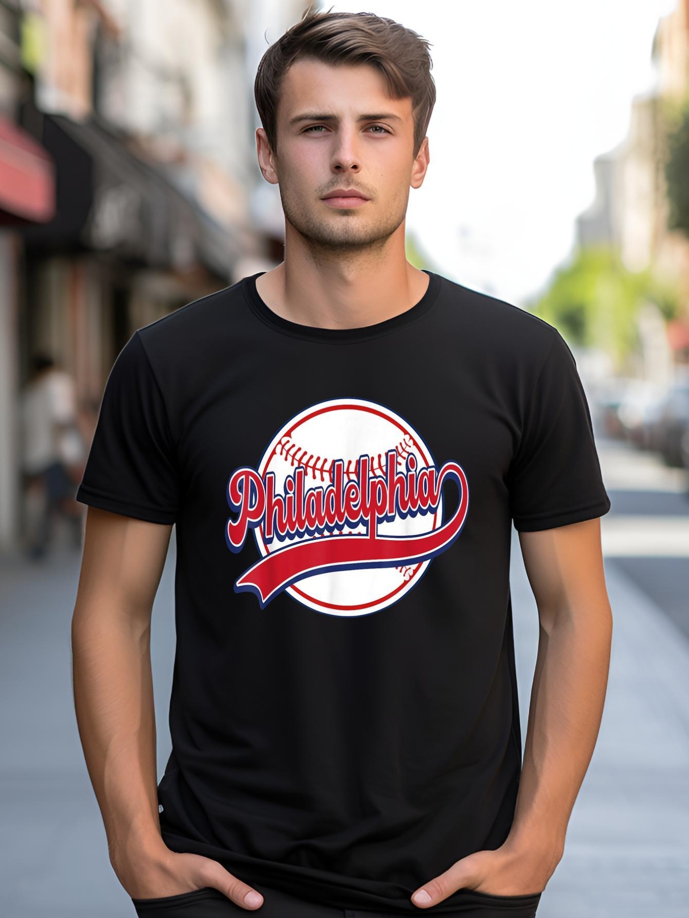 Unisex Vintage Philadelphia Cityscape Baseball Lover Player Fans shirt  Graphic Tee