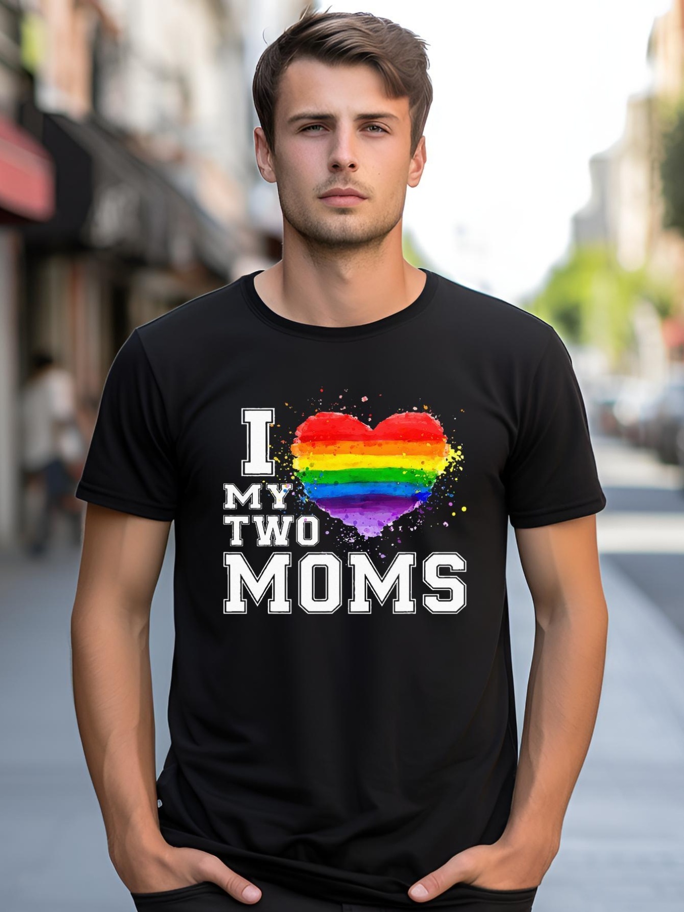 Unisex I Love My Two Moms LGBT Gay Lesbian shirt  Graphic Tee