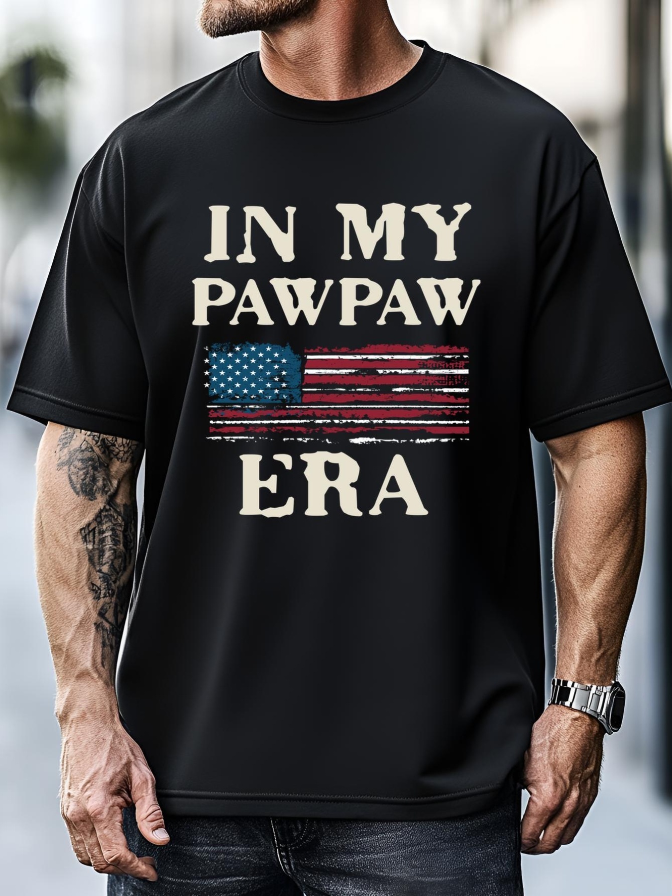 Unisex Funny In My Pawpaw Era Flag Retro FatherS Day Cute Gift T-Shirt