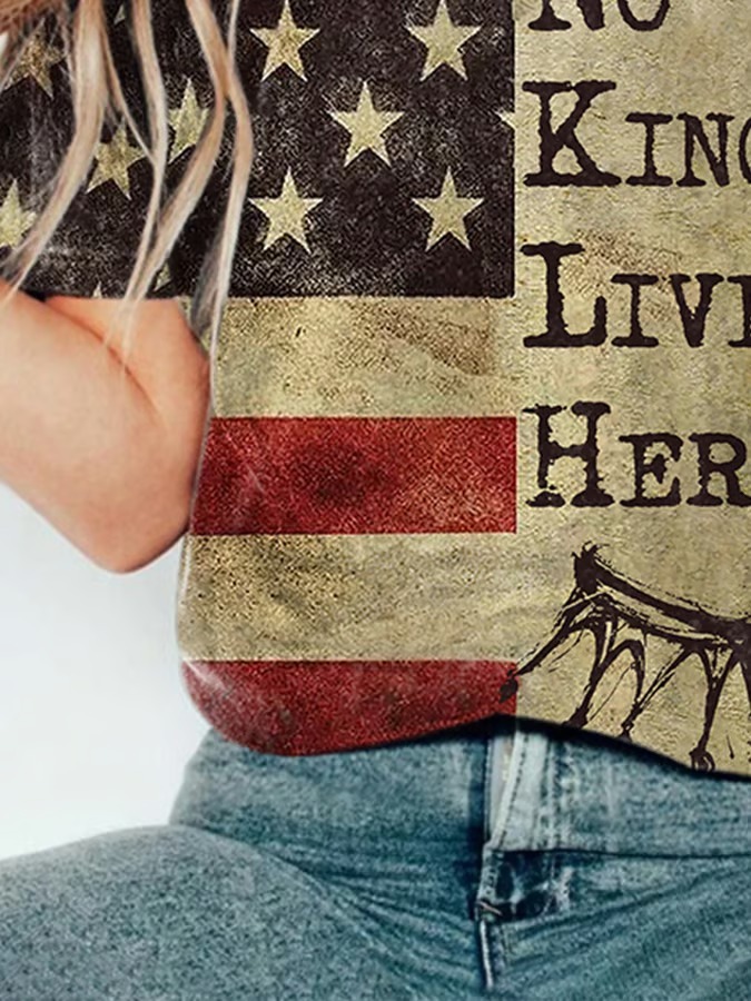 Women's No Kings Lives Here Print 4th Of July Graphic Tee
