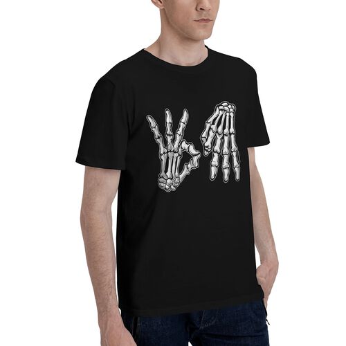 Men's Skeleton Hand Printed 100% Cotton T-Shirt-pod4team