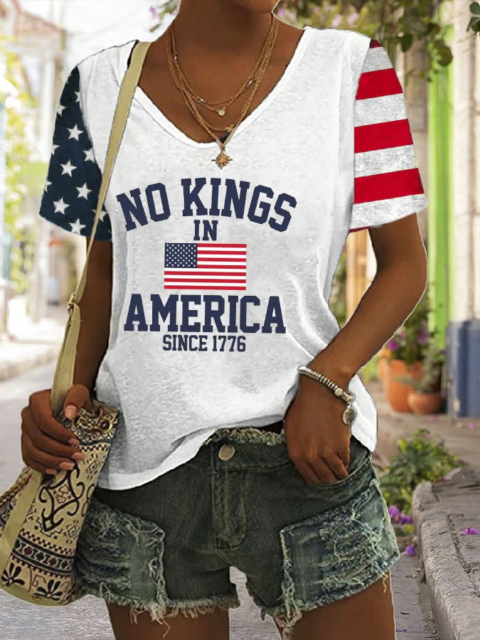 Women's  American Flag Printed 4th Of July Graphic Tee