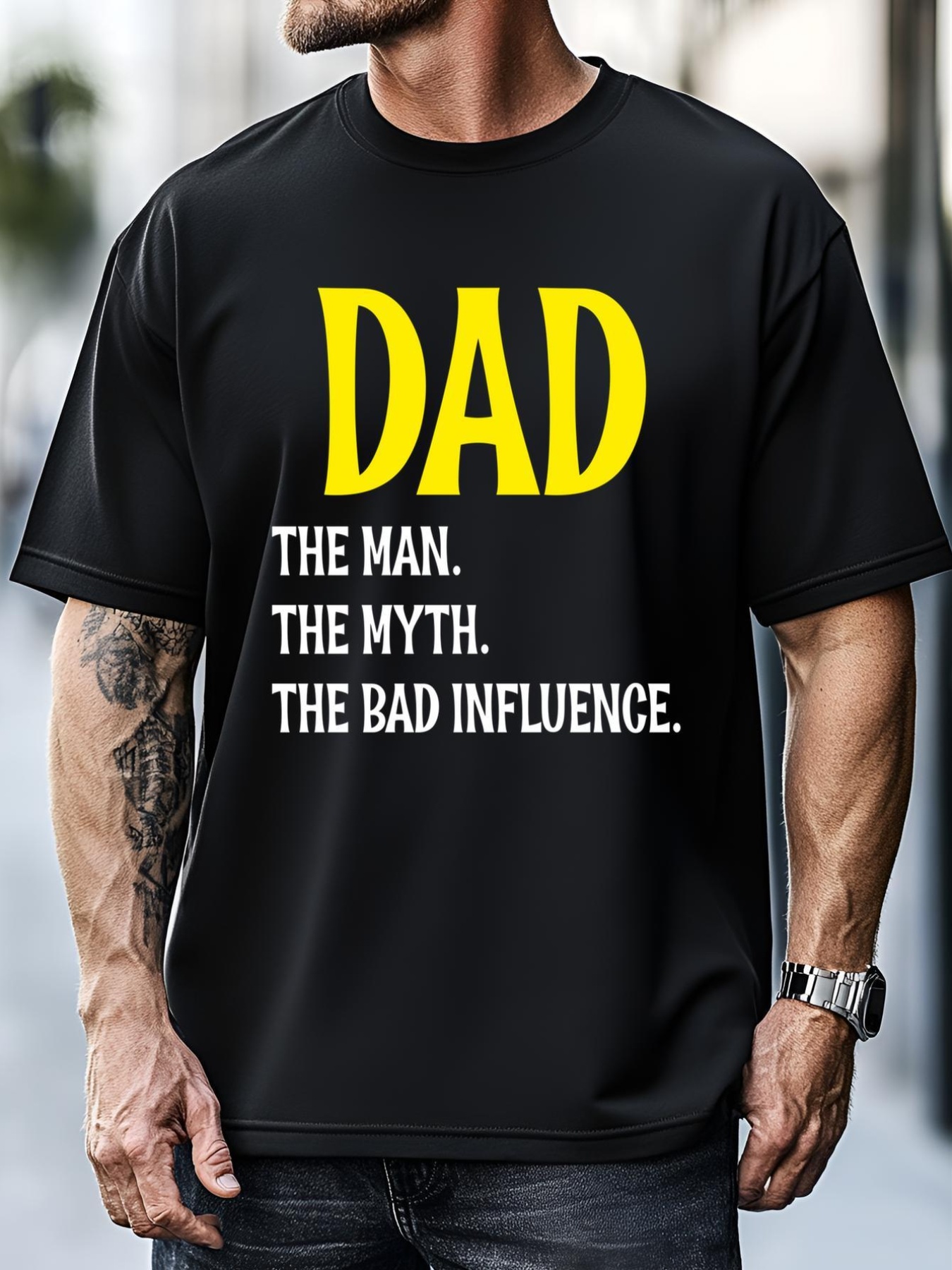 Unisex Funny Dad Bad Influence Father Daddy Hilarious Gift T-Shirt