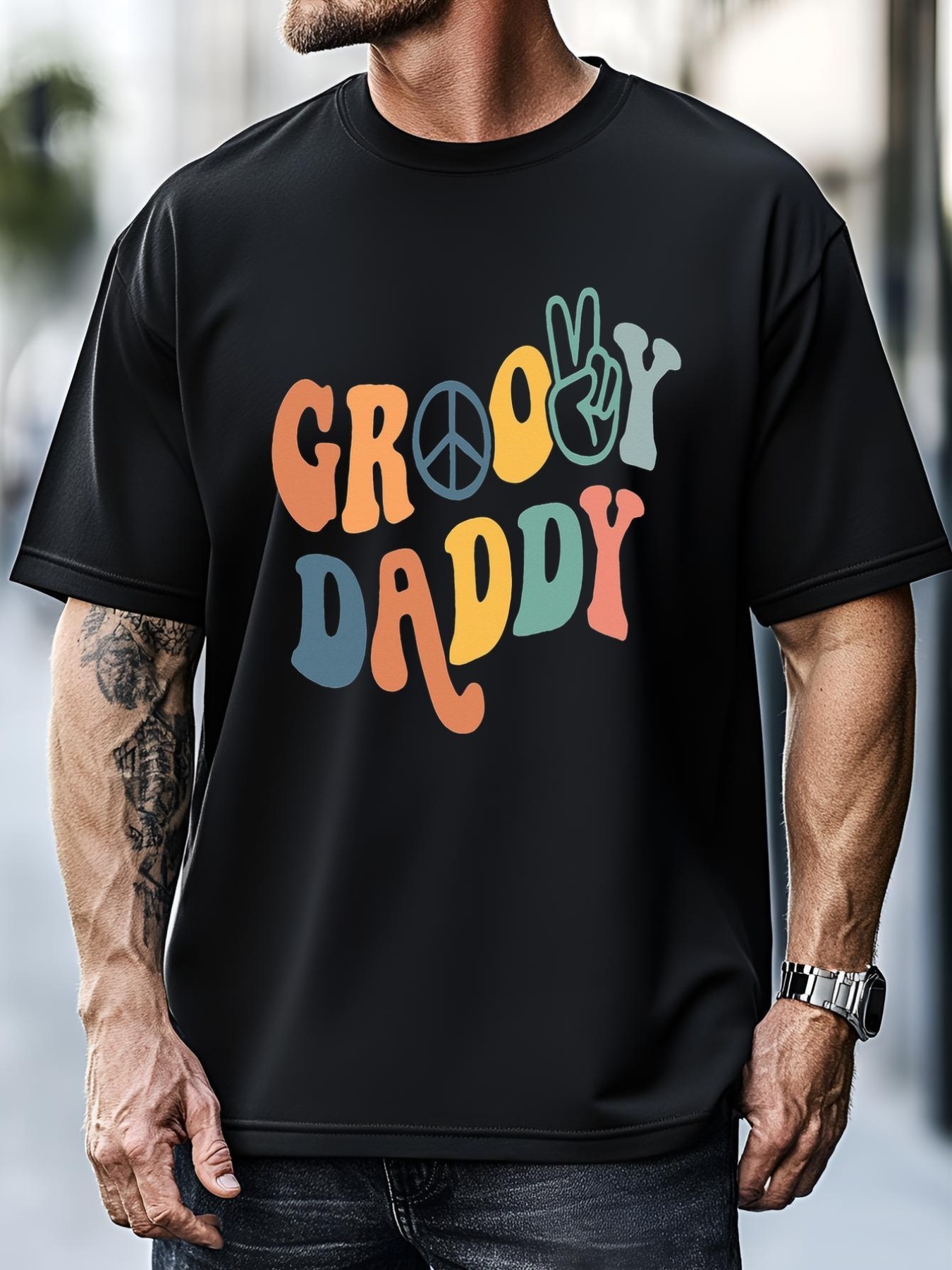 Unisex Retro Groovy Daddy Gifts for Dad Fathers Day T-Shirt