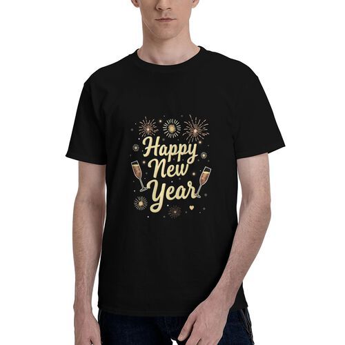 Men's Happy New Year 100% Cotton T-Shirt-pod4team