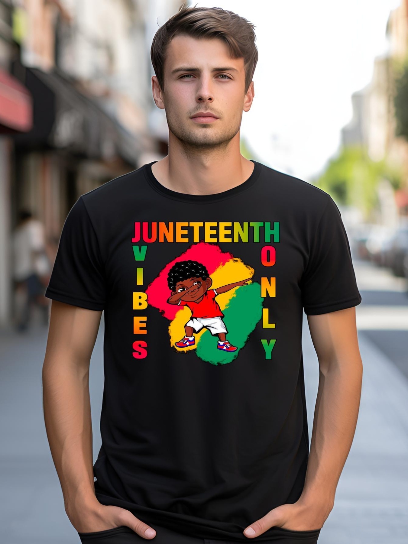 Unisex Juneteenth Vibes Only Dabbing African American Boys shirt  Graphic Tee
