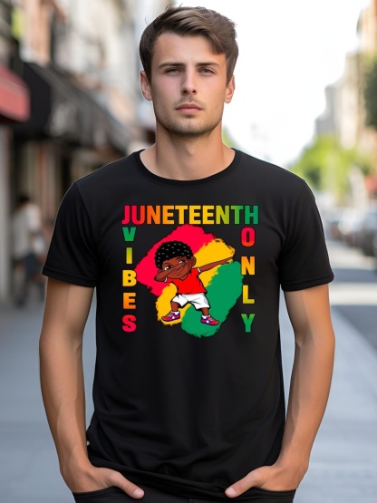 Unisex Juneteenth Vibes Only Dabbing African American Boys shirt  Graphic Tee